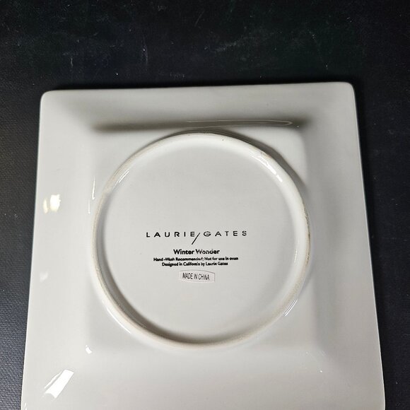 Laurie Gates Winter Wonder Set of Four Square Salad Plates. NOS. Retired - Picture 9 of 12